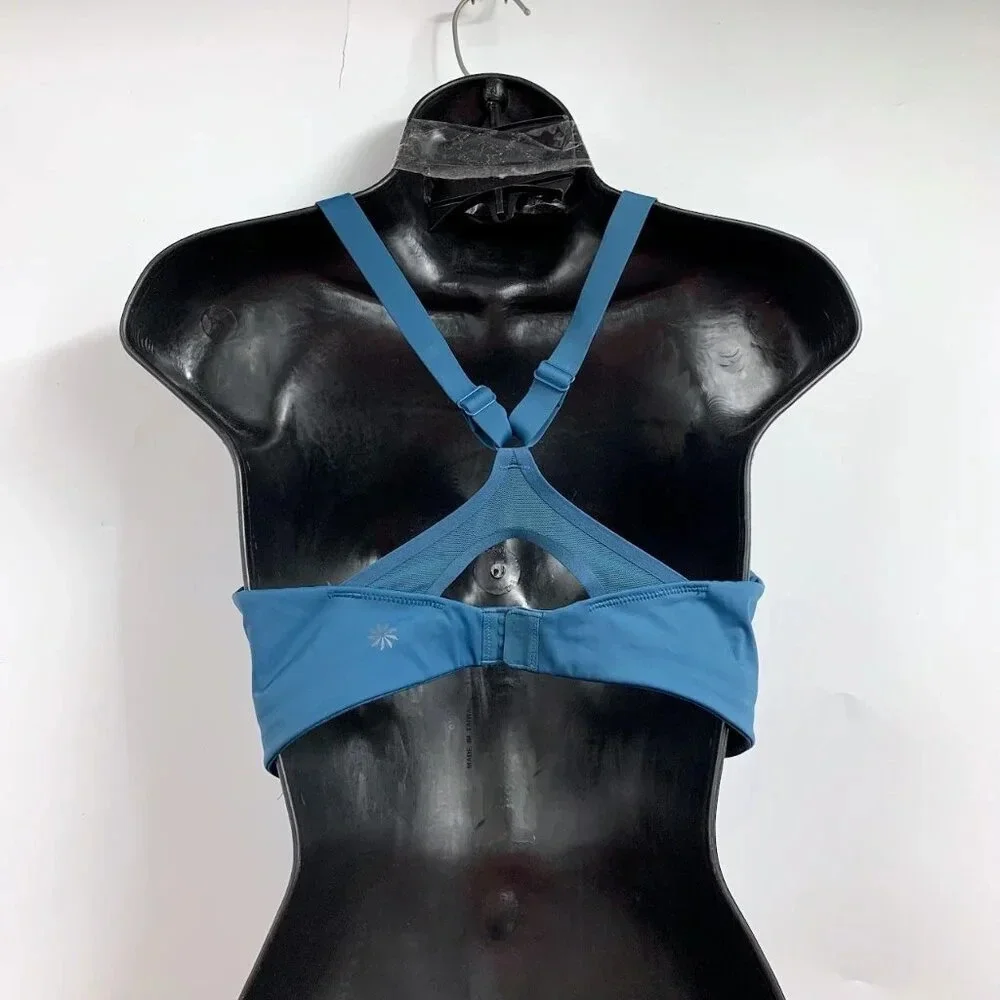 Athleta Women's Advance Zip Front B-DD Sequoia Blue Sports Bra Size 34C - Picture 2 of 11